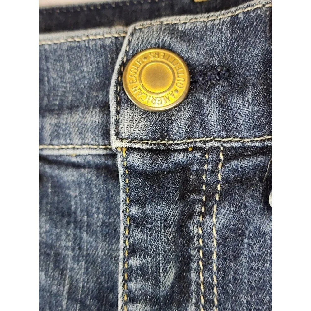 American Eagle Jean Shorts Womens Size 2 Blue Denim Stretch Embroidered Pockets - Picture 8 of 12